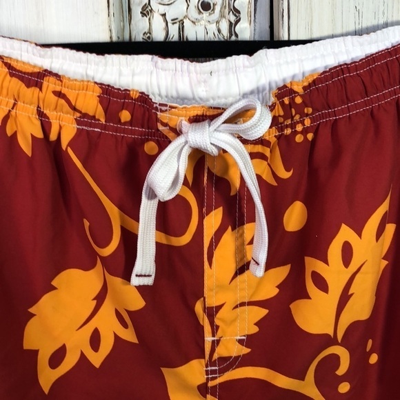 Men’s Mossimo Red and Yellow Hawaiian Print Swim Trunks Size Large - Picture 4 of 10
